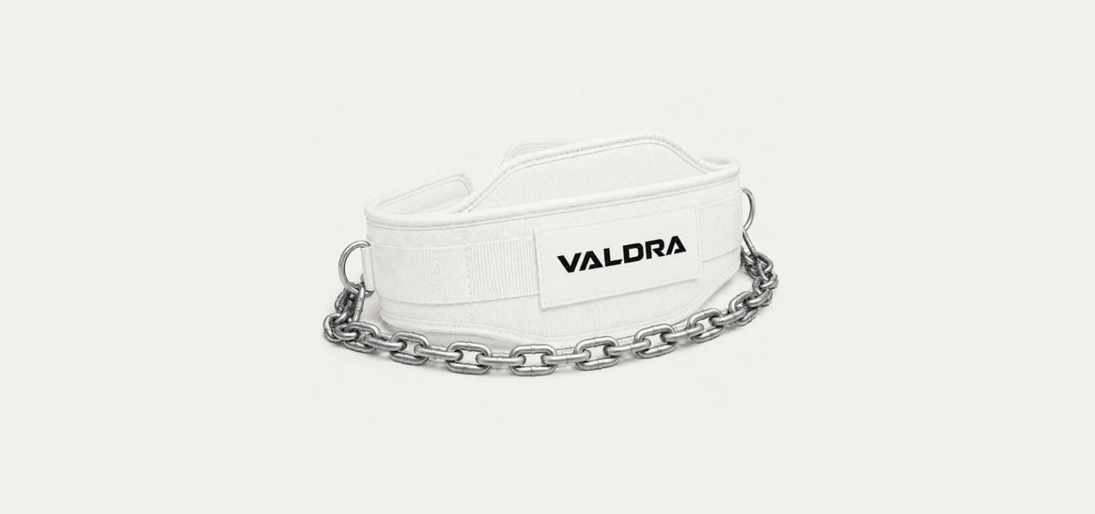 Valdra Dip Belt with chain for weighted dips and pull ups, white