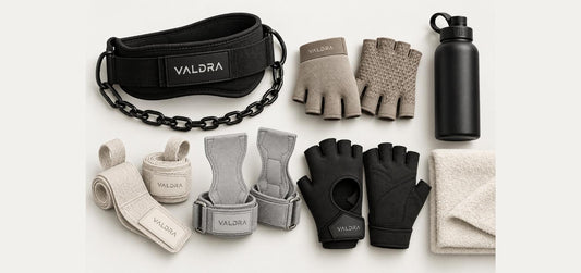 The Valdra Full Kit: dip belt, My Grip, wrist wraps and lifting gloves