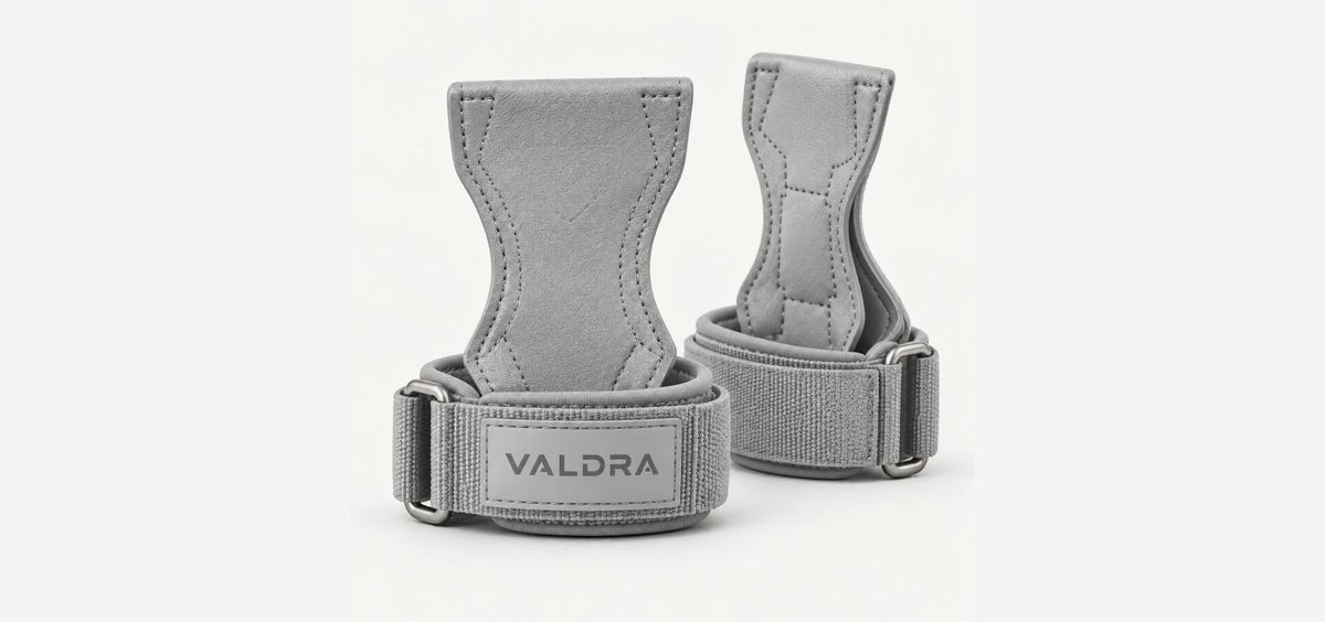 Valdra My Grip padded lifting grips for deadlifts and rows, grey