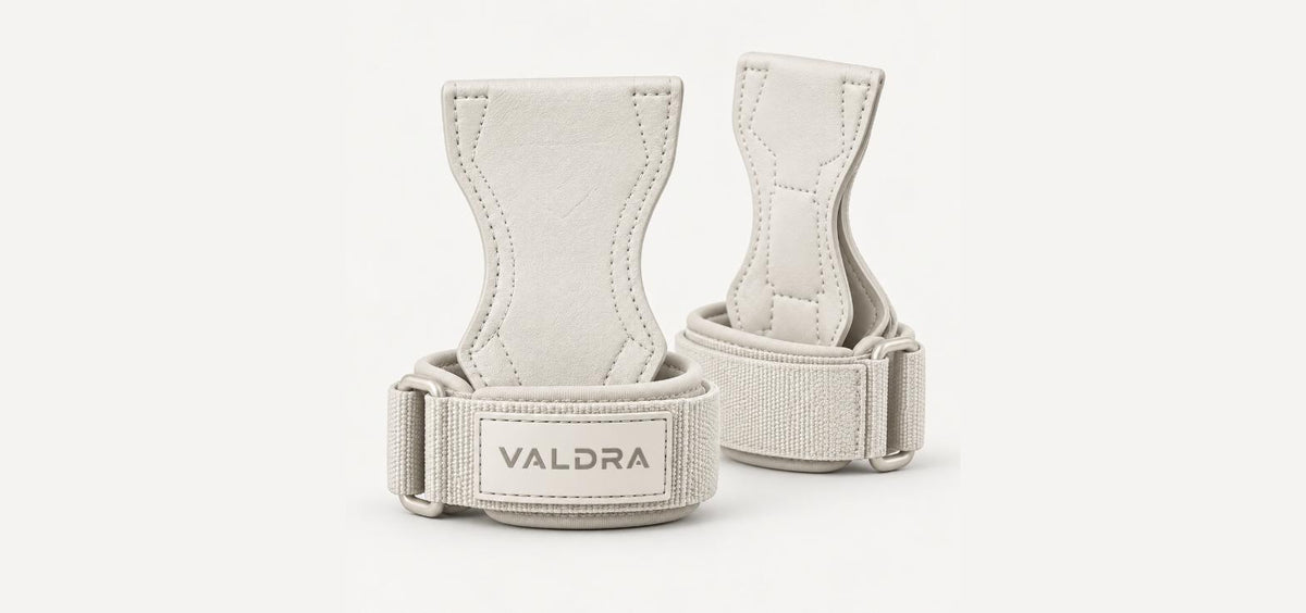 Valdra My Grip padded lifting grips for deadlifts and rows, ivory